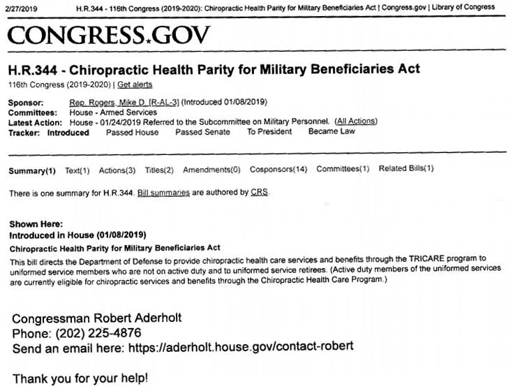 Chiropractic New Hope AL Military Act